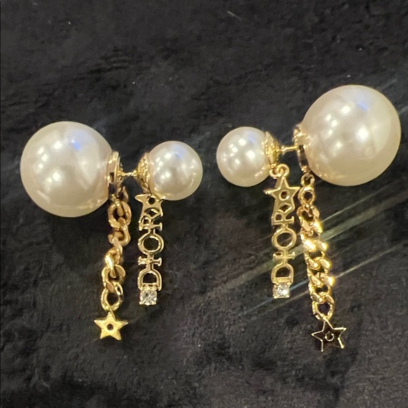 Dior Gold and Pearl Star Earrings